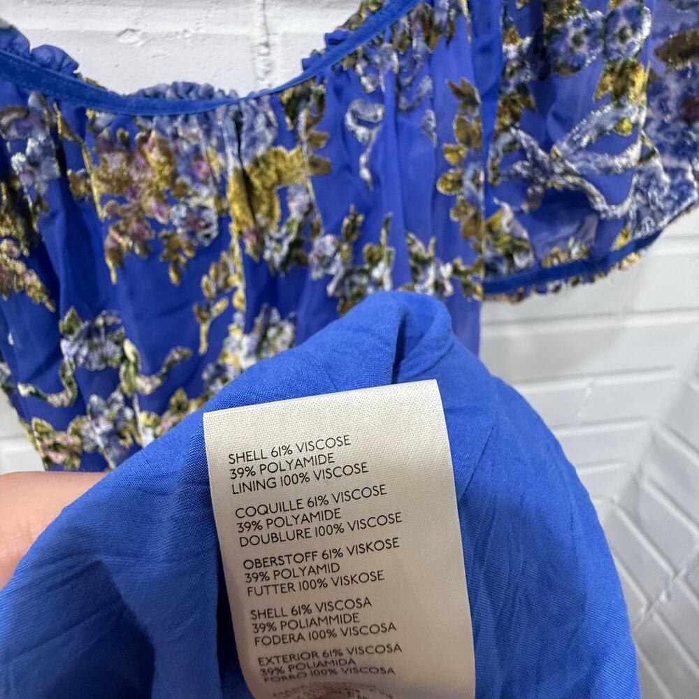 Free People Beautiful Blooms Mini Dress Sz Med Royal Blue Velvet Burnout Floral - Picture 13 of 16